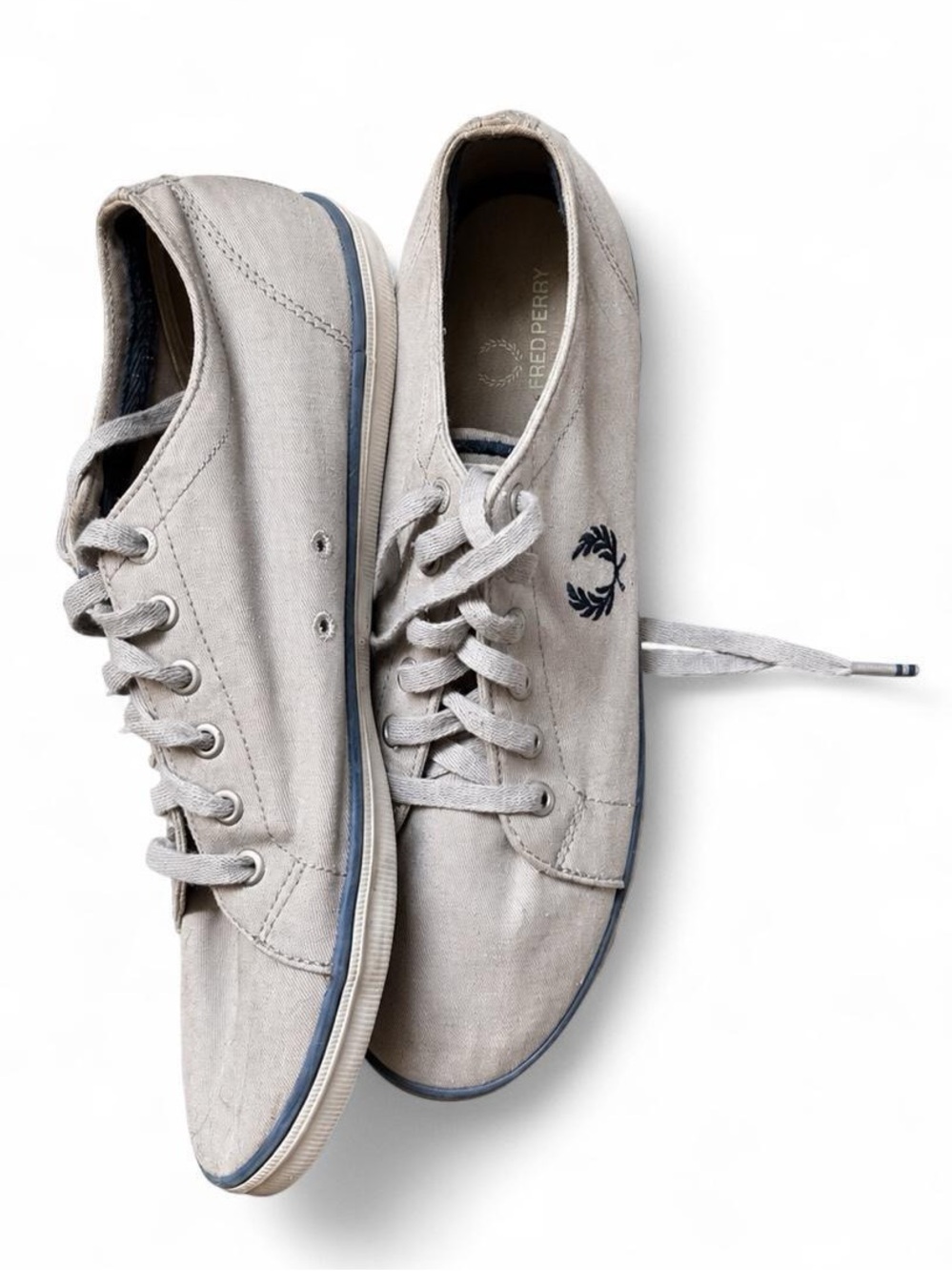 Fred Perry Twill Canvas Sneakers in Gray & Navy Men’s Size 10